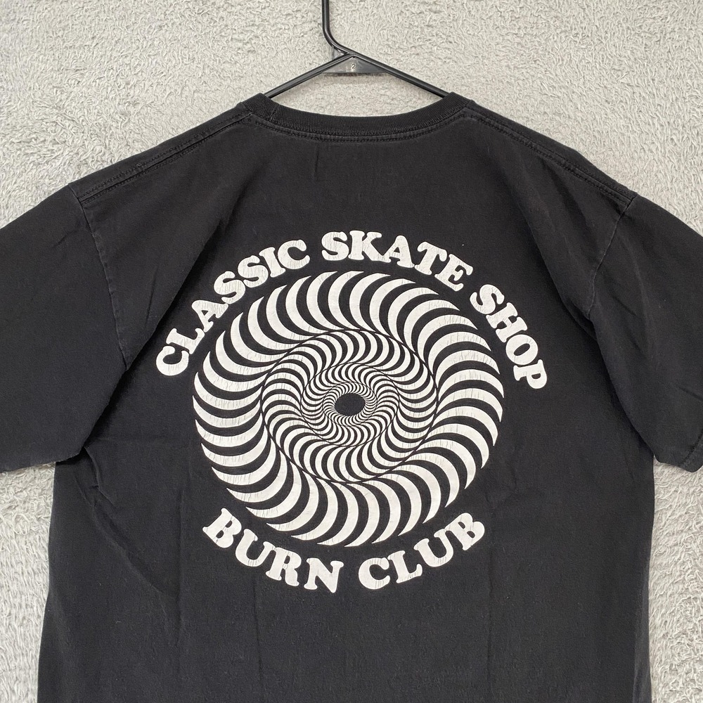 Spitfire Graphic Tee Mens Large Black Burn Club T-Shirt Graphic Skate Tee